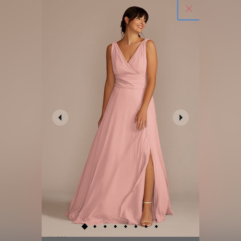 David’s Bridal long chiffon surplice tank bridesmaid dress (ballet)